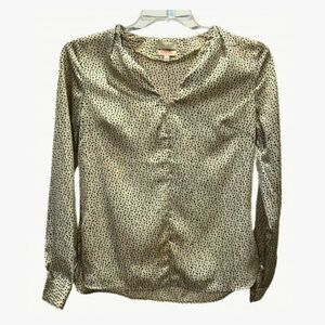 The Limited Scandal Collection V Neck Cream Polyester Long Sleeve Womens Sz S